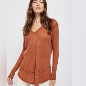 Free People We The Free Free People Ocean Air Hacci Knit Boho Top Copper Small